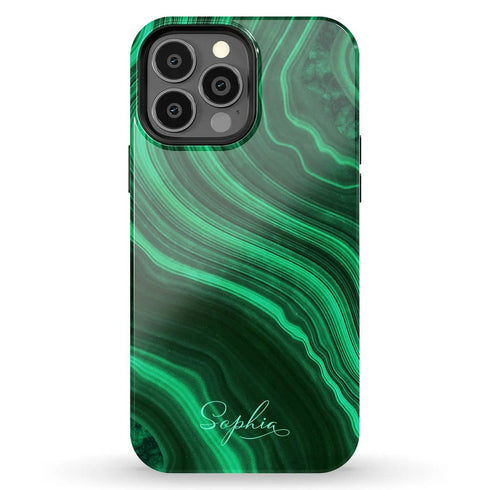 Malachite Marble Agate Custom Name iPhone Case